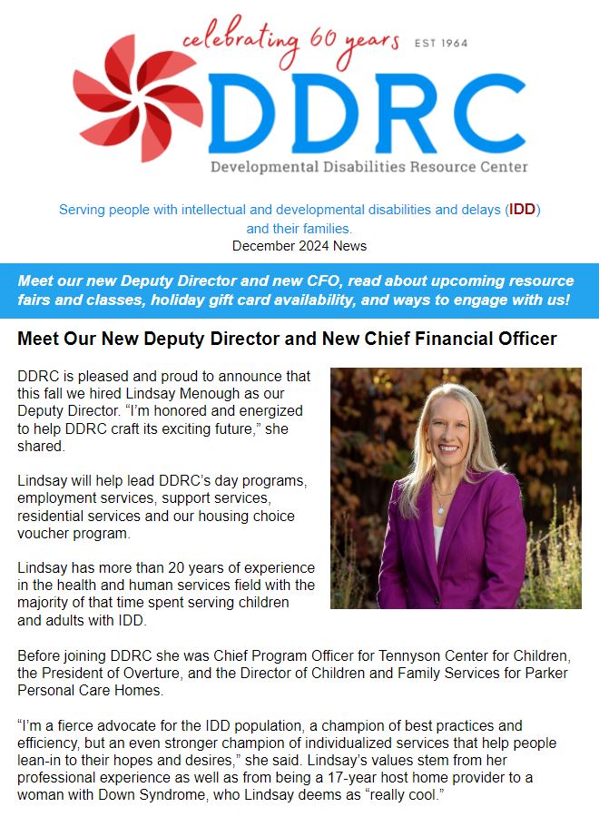 December 2024 DDRC Newsletter