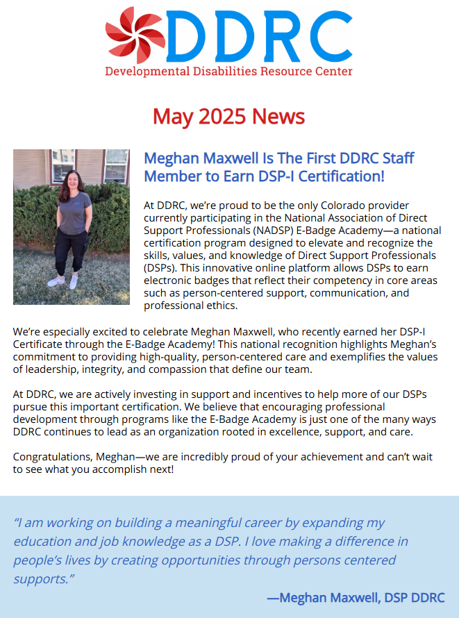 May 2025 DDRC Newsletter